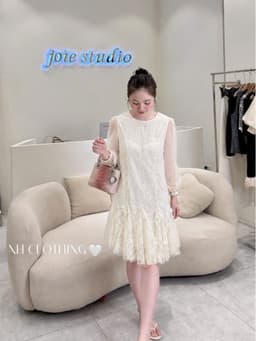 <Đầm Bầu Quynhanhhoue> (NH CLOTHING)Váy suông Váy ren lưới đính hoa M11983 sm 6