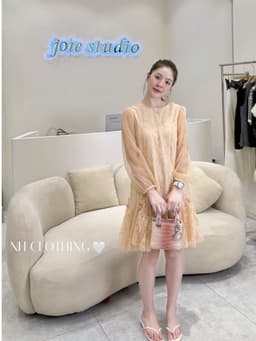 <Đầm Bầu Quynhanhhoue> (NH CLOTHING)Váy suông Váy ren lưới đính hoa M11983 sm 4