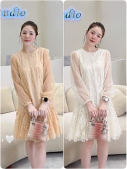 <Đầm Bầu Quynhanhhoue> (NH CLOTHING)Váy suông Váy ren lưới đính hoa M11983 sm 1