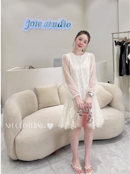 <Đầm Bầu Quynhanhhoue> (NH CLOTHING)Váy suông Váy ren lưới đính hoa M11983 sm 3