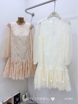 <Đầm Bầu Quynhanhhoue> (NH CLOTHING)Váy suông Váy ren lưới đính hoa M11983 sm 7