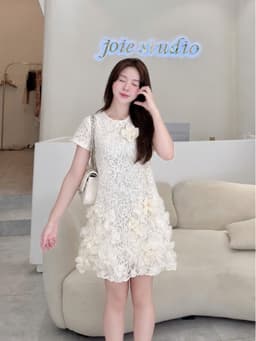 <Đầm Bầu Quynhanhhoue> (NH CLOTHING)Váy suông Váy ren hoa đính M11982 sm 2