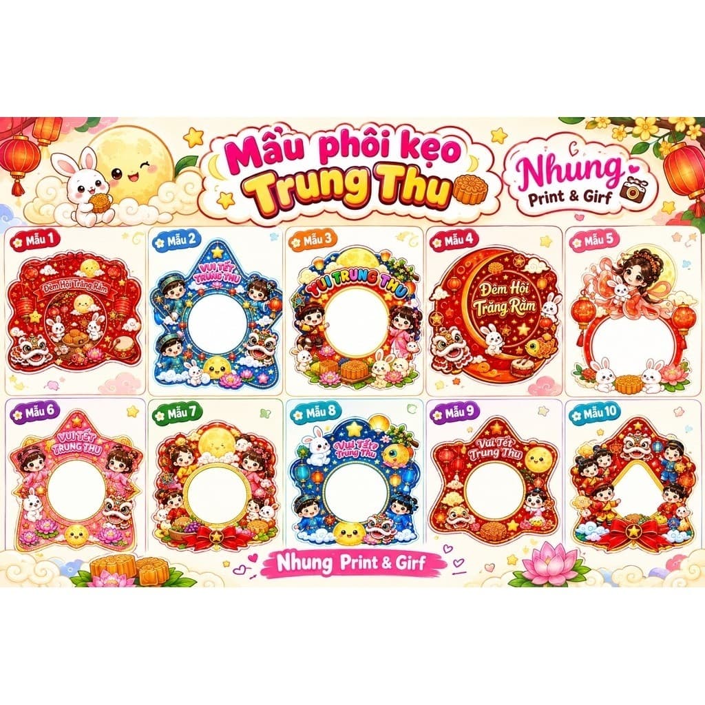 Sét phôi kẹo cầm tay trung thu , sinh nhật , tết … , set gồm phôi giấy , nắp cầu , que cầm ( KHÔNG KÈM KẸO )