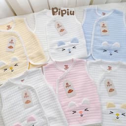 Combo 2-3 Áo Gile PiPiu Xốp Nỉ Tai Thỏ Trần Bông Mỏng Giữ Ấm Mùa Thu Đông Cho Bé Sơ Sinh 0–9 Tháng 6