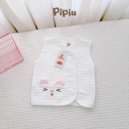 Combo 2-3 Áo Gile PiPiu Xốp Nỉ Tai Thỏ Trần Bông Mỏng Giữ Ấm Mùa Thu Đông Cho Bé Sơ Sinh 0–9 Tháng 5