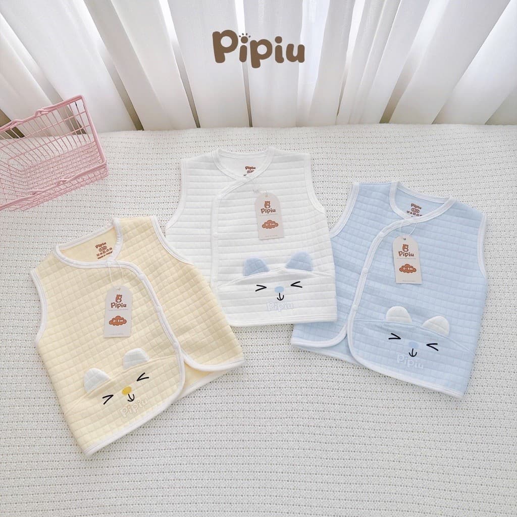 Combo 2-3 Áo Gile PiPiu Xốp Nỉ Tai Thỏ Trần Bông Mỏng Giữ Ấm Mùa Thu Đông Cho Bé Sơ Sinh 0–9 Tháng