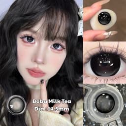 [CÓ CẬN] Kính Áp Tròng BEAR COW Mẫu Xám Đen Boba Milk Tea 14.5mm Ngọt Ngào Lens 6 Tháng 0.0-6.0 2