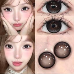 [CÓ CẬN] Kính Áp Tròng BEAR COW Mẫu Xám Đen Boba Milk Tea 14.5mm Ngọt Ngào Lens 6 Tháng 0.0-6.0 8