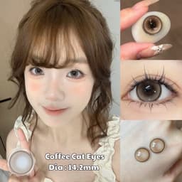 [CÓ CẬN] Kính Áp Tròng BEAR COW Màu Nâu Tây Coffee Cat Eyes 14.2mm Lens 6 Tháng 7