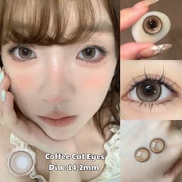 [CÓ CẬN] Kính Áp Tròng BEAR COW Màu Nâu Tây Coffee Cat Eyes 14.2mm Lens 6 Tháng 4