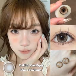 [CÓ CẬN] Kính Áp Tròng BEAR COW Màu Nâu Tây Coffee Cat Eyes 14.2mm Lens 6 Tháng 6
