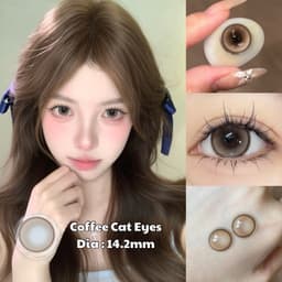 [CÓ CẬN] Kính Áp Tròng BEAR COW Màu Nâu Tây Coffee Cat Eyes 14.2mm Lens 6 Tháng 3