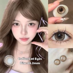 [CÓ CẬN] Kính Áp Tròng BEAR COW Màu Nâu Tây Coffee Cat Eyes 14.2mm Lens 6 Tháng 5