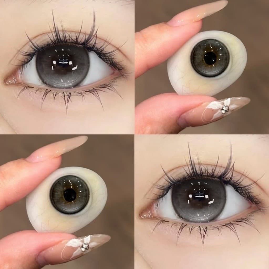 [CÓ CẬN] Kính Áp Tròng BEAR COW Màu Xám Ice Sugar Tears 14.2mm Xám Filter Lens 6 Tháng