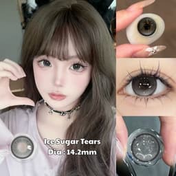 [CÓ CẬN] Kính Áp Tròng BEAR COW Màu Xám Ice Sugar Tears 14.2mm Xám Filter Lens 6 Tháng 2