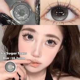 [CÓ CẬN] Kính Áp Tròng BEAR COW Màu Xám Ice Sugar Tears 14.2mm Xám Filter Lens 6 Tháng 4