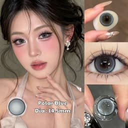 [CÓ XẬN] Kính Áp Tròng BEAR COW Màu Polar Blue Xanh Dương 14.5mm Giọt Nước Long Lanh Lens 6 Tháng 6