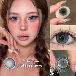 [CÓ XẬN] Kính Áp Tròng BEAR COW Màu Polar Blue Xanh Dương 14.5mm Giọt Nước Long Lanh Lens 6 Tháng 5
