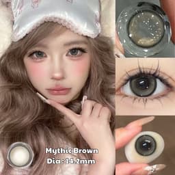 [CÓ CẬN] Kính Áp Tròng BEAR COW Mẫu Mythic Brown 14.2mm Nâu Huyền Bí Lens 6 Tháng 3