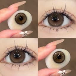 [CÓ CẬN] Kính Áp Tròng BEAR COW Mẫu Amber Ice Brown Nâu Nhũ Giãn 14.2mm Lens 6 Tháng 1