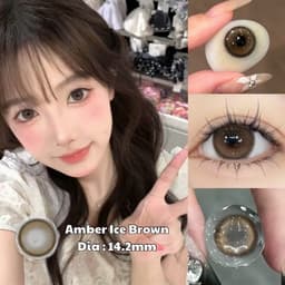 [CÓ CẬN] Kính Áp Tròng BEAR COW Mẫu Amber Ice Brown Nâu Nhũ Giãn 14.2mm Lens 6 Tháng 2