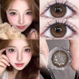 [CÓ CẬN] Kính Áp Tròng BEAR COW Mẫu Amber Ice Brown Nâu Nhũ Giãn 14.2mm Lens 6 Tháng 7