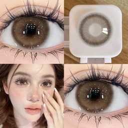 [CÓ CẬN] Kính Áp Tròng BEAR COW Mẫu Amber Ice Brown Nâu Nhũ Giãn 14.2mm Lens 6 Tháng 5