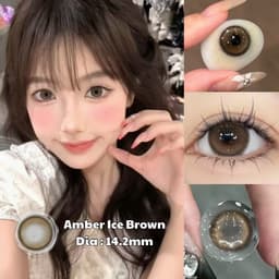 [CÓ CẬN] Kính Áp Tròng BEAR COW Mẫu Amber Ice Brown Nâu Nhũ Giãn 14.2mm Lens 6 Tháng 3