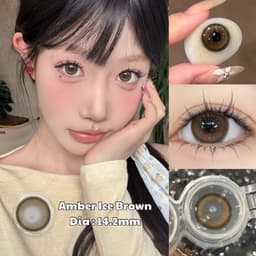 [CÓ CẬN] Kính Áp Tròng BEAR COW Mẫu Amber Ice Brown Nâu Nhũ Giãn 14.2mm Lens 6 Tháng 4