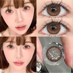 [CÓ CẬN] Kính Áp Tròng BEAR COW Mẫu Amber Ice Brown Nâu Nhũ Giãn 14.2mm Lens 6 Tháng 9