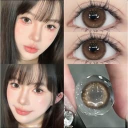 [CÓ CẬN] Kính Áp Tròng BEAR COW Mẫu Amber Ice Brown Nâu Nhũ Giãn 14.2mm Lens 6 Tháng 8