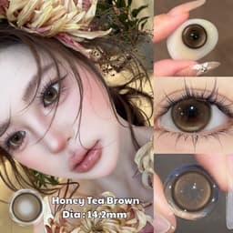 [CÓ CẬN] Kính Áp Tròng BEAR COW Mẫu Honey Tea Brown Nâu Mật Ong Giãn 14.2mm Lens 6 Tháng 2