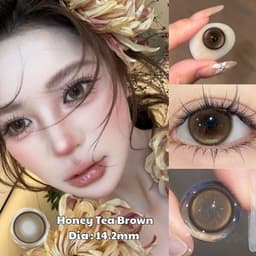 [CÓ CẬN] Kính Áp Tròng BEAR COW Mẫu Honey Tea Brown Nâu Mật Ong Giãn 14.2mm Lens 6 Tháng 3