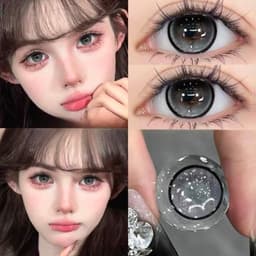 [CÓ CẬN] Kính Áp Tròng BEAR COW Mẫu Crunch Gray Xám Giãn Tròng 14.5mm Lens 6 Tháng 9