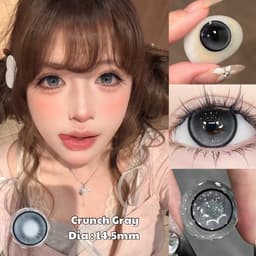 [CÓ CẬN] Kính Áp Tròng BEAR COW Mẫu Crunch Gray Xám Giãn Tròng 14.5mm Lens 6 Tháng 4