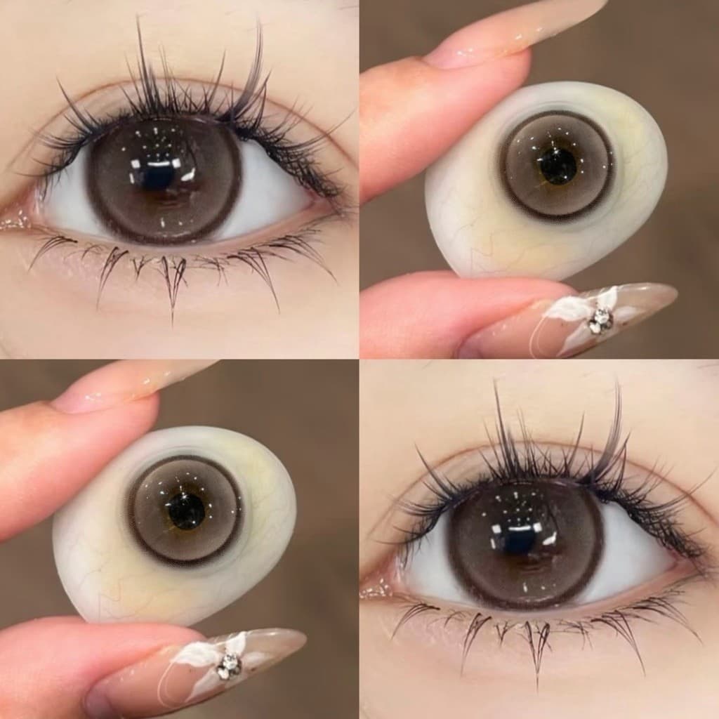 [CÓ CẬN] Kính Áp Tròng BEAR COW Mẫu Drunk Angel Nâu Tây Giãn 14.2mm 6 Tháng
