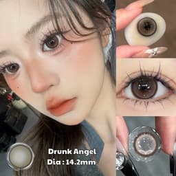[CÓ CẬN] Kính Áp Tròng BEAR COW Mẫu Drunk Angel Nâu Tây Giãn 14.2mm 6 Tháng 2