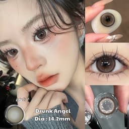 [CÓ CẬN] Kính Áp Tròng BEAR COW Mẫu Drunk Angel Nâu Tây Giãn 14.2mm 6 Tháng 3