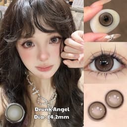 [CÓ CẬN] Kính Áp Tròng BEAR COW Mẫu Drunk Angel Nâu Tây Giãn 14.2mm 6 Tháng 4