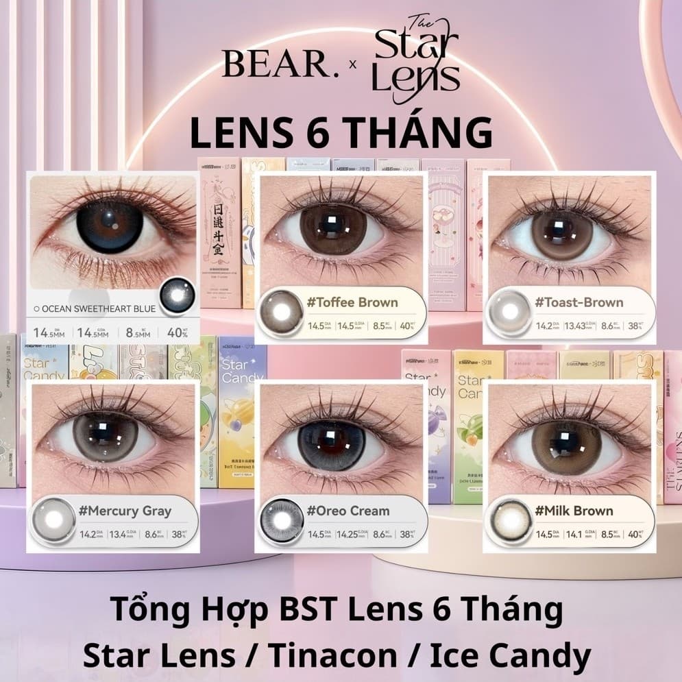 [6 THÁNG 0.0-5.0] Kính Áp Tròng Star Lens Tổng Hợp Các Mẫu Lens Đeo 6 Tháng Đa Dạng