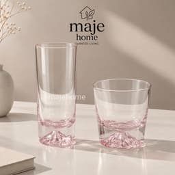 Ly thuỷ tinh đáy núi Phú Sĩ Nhật Bản 240ml 320ml. Cốc thuỷ tinh đáy hình núi tuyết cao cấp uống Matcha Cafe - Majehome 3