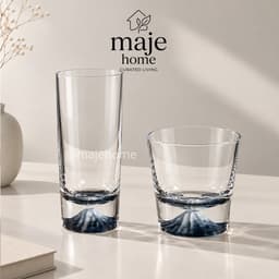 Ly thuỷ tinh đáy núi Phú Sĩ Nhật Bản 240ml 320ml. Cốc thuỷ tinh đáy hình núi tuyết cao cấp uống Matcha Cafe - Majehome 1