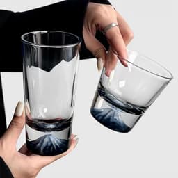 Ly thuỷ tinh đáy núi Phú Sĩ Nhật Bản 240ml 320ml. Cốc thuỷ tinh đáy hình núi tuyết cao cấp uống Matcha Cafe - Majehome 7