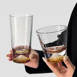 Ly thuỷ tinh đáy núi Phú Sĩ Nhật Bản 240ml 320ml. Cốc thuỷ tinh đáy hình núi tuyết cao cấp uống Matcha Cafe - Majehome 5