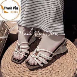 Cao gót xuồng quai dây sợi phối khoá bản cao 5 phân_Thanh Vân Shoes (X0188) 2
