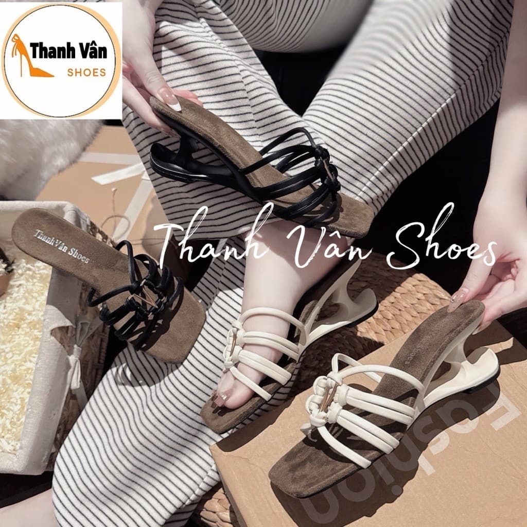 Cao gót xuồng quai dây sợi phối khoá bản cao 5 phân_Thanh Vân Shoes (X0188)