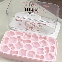 Khuôn đá silicone làm đá viên hình Hello Kitty có nắp đậy. Khay làm đá cute, hộp đựng đá tiện lợi - Majehome 1