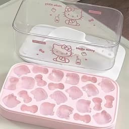 Khuôn đá silicone làm đá viên hình Hello Kitty có nắp đậy. Khay làm đá cute, hộp đựng đá tiện lợi - Majehome 7