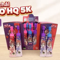 Hộp 20c kẹo bàn chải cô gái ,khủng long đanh răng siêu hot có siro chảy siêu ngon cho bé 1