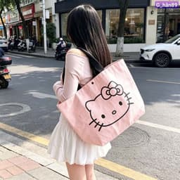 TÚI CÓT TOTE HELLO KITTY OVERSIZE – VỪA XINH VỪA CHỨA CẢ THẾ GIỚI 🎀 3